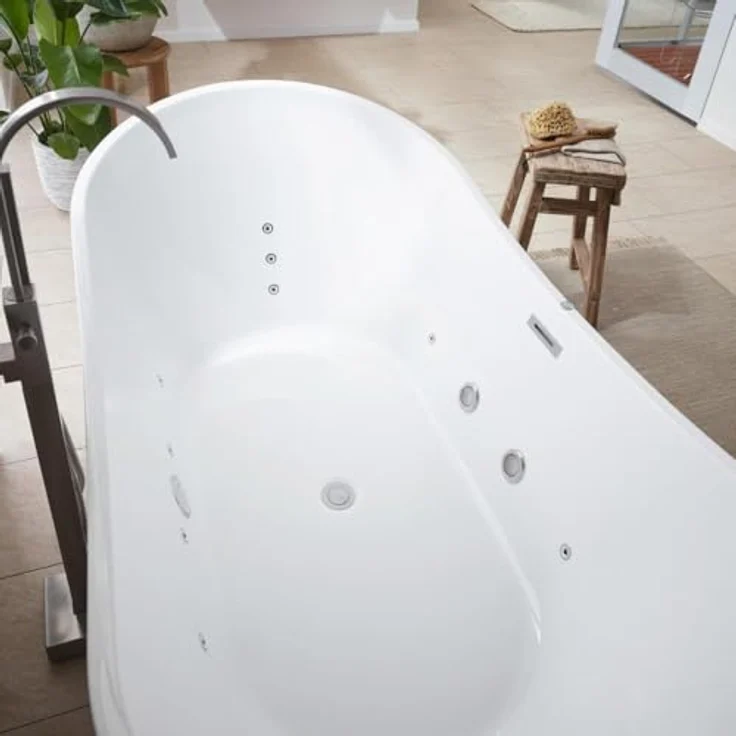 HOME DELUXE Badewanne OVALO PLUS 180 x 90 x 72 cm, freistehend mit Whirlpoolfunktion und Farblichttherapie – Bild 4