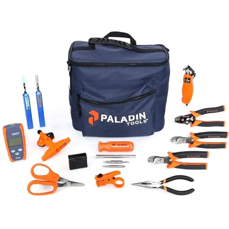 Tempo Communications Fibertoolkit Pro Plus FTK-PP, Zangen-Set für Glasfasertechnik mit verschiedenen Werkzeugen und Mikro-OPM (330 mm)