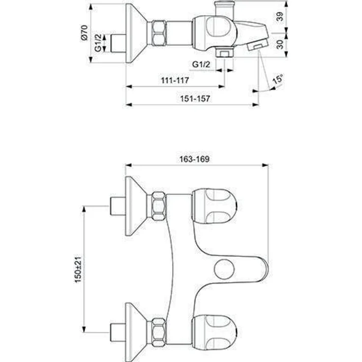 Ideal Standard B1421AA Wannenfüll-Batterie, verchromt mit automatischer Umschaltgarnitur – Bild 5