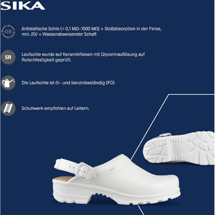 Sika Arbeitsschuh Flex LBS, offener Clog mit Fersenriemen, weiß, Größe 41, komfortables LBS-Fußbett und gute Stoßabsorbierung – Bild 3