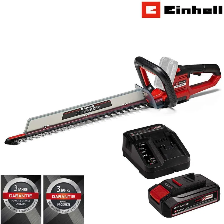 Einhell Akku-Heckenschere ARCURRA 18/55, 55 cm Schnittlänge, 2.5 Ah Akku, Ladegerät inklusive