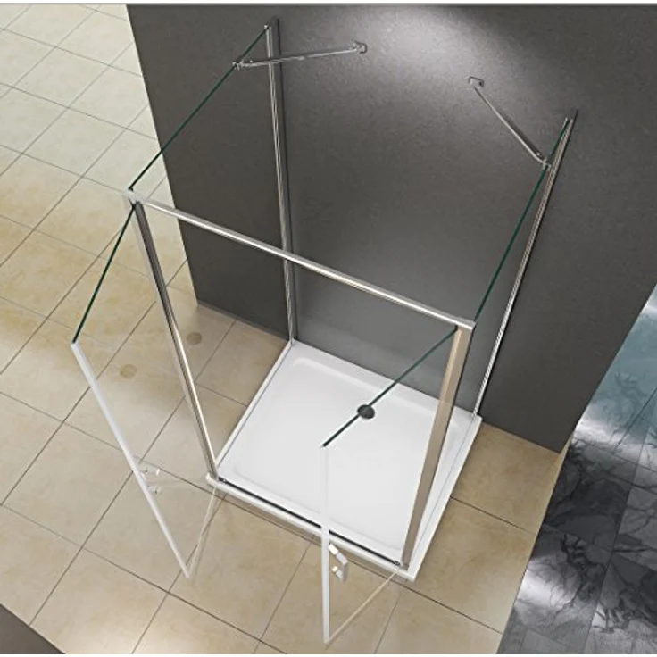 BuyLando Nora Duschkabine U-Form, 90x90x195 cm, Klarglas, 8 mm ESG-Sicherheitsglas, 2-türige Einstiegsöffnung – Bild 2