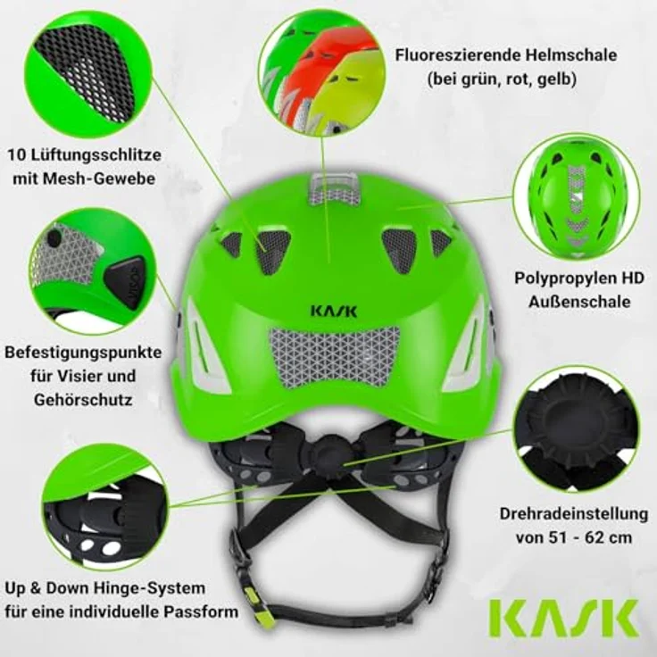 Kask Schutzhelm Superplasma PL HiViz 2.0 Arbeitssutzhelm, Bergsteigerhelm, Industriekletterhelm - Gr. 51-62 cm, weiß – Bild 3
