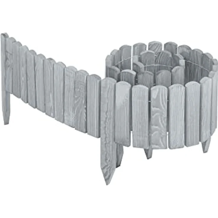 Garronda Beeteinfassung Holz Rollzaun Gartenzaun imprägniert Flexibler Rollborder Rasenkante Palisade Umzäunung für Garten Länge: 200 cm GD-0046 (Grau, Höhe: 10 cm) – Bild 1