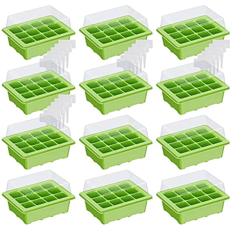 12 x WELLGRO Mini Gewächshaus inkl. Pflanzschilder - für bis zu 12 Pflanzen - ca. 19 x 14,5 x 11 cm (LxBxH) je Zimmergewächshaus
