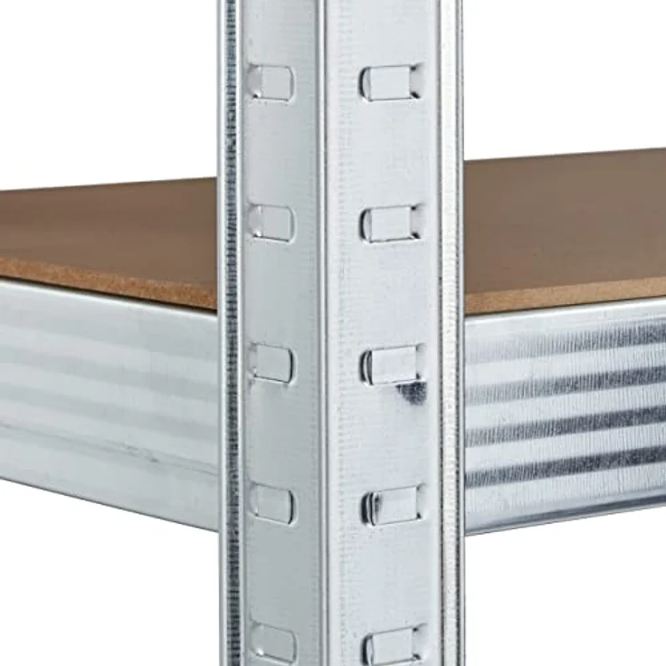 Schwerlastregal verzinkt, Traglast 875kg, 180x90x45 cm, 5 Böden, zum Stecken, Stahl, Lagerregal Keller, silber – Bild 8