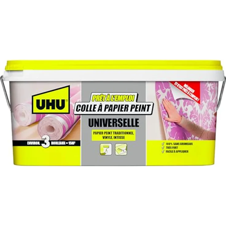 UHU Fix & Fertig Kleister Universal, gebrauchsfertiger Tapetenkleber mit extra starker Haftung, 2,5 kg Eimer