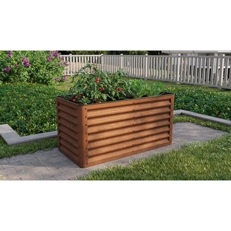 GFP Primeyard Luca Cortenstahl-Hochbeet 120x60x60 cm, stabiles Gartenbeet mit natürlicher Rostoptik, Kantenschutz und ganzjährig einsetzbar – Bild 2