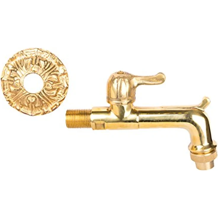 Boni-Shop Nostalgie Auslaufventil Wasserhahn, Messing massiv mit Wandrosette, 1/2" Anschluss, verschiedene Motive – Bild 2