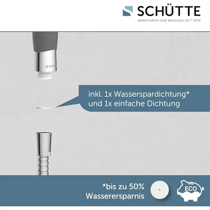 Schütte Handbrause VITAL, mit 4 Strahlarten, rutschfestem Griff, Duschbrause, Chrom/Schwarz – Bild 6