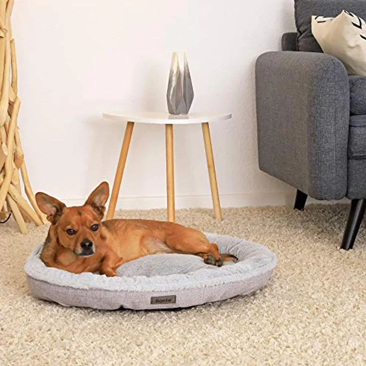 lionto Rundes Hundebett Hundekissen Hundesofa Katzenbett Donut, 65 cm Ø grau – Bild 2