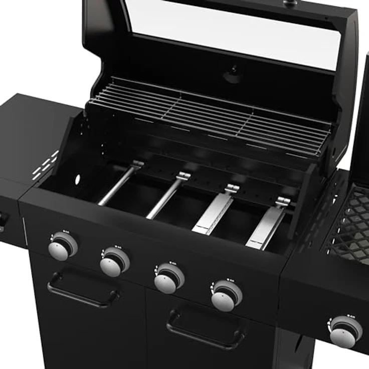 El Fuego® Gasgrill "KINGSTON NOCTURNE", 4 + 1 Brenner, Infrarotbrenner, 2 Hochleistungsbrenner, Edelstahl, mit Sichtfenster und LED-Beleuchtung, Schwarz – Bild 5