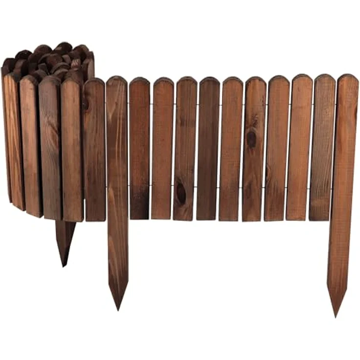 Aquagart Holz Rollzaun Dunkelbraun 40x200 cm, Flexible Beeteinfassung aus imprägniertem Holz für individuelle Gartenlösungen – Bild 2