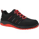 Elten Maddox Black Red LOW O2, Sicherheitsschuhe in Schwarz/Rot mit rutschfester Sohle und ESD-Funktion, Größe 42