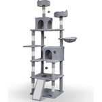 VOUNOT XXL Katzenbaum 215cm, Stabiler Katzenkratzbaum mit Korb Hängematte, Plüschbälle, Dicke Stämme - Beige - Preisvergleich