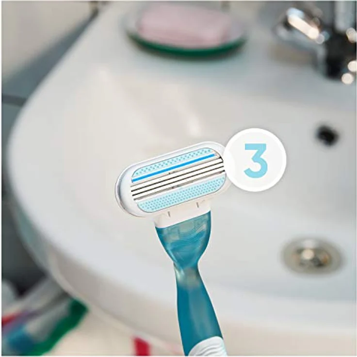 Gillette Venus Smooth, Damenrasierer mit 3-fach Klingen, 2 zusätzliche Rasierklingen, ergonomisches Soft-Grip-Handstück, plastikfreie Verpackung – Bild 2