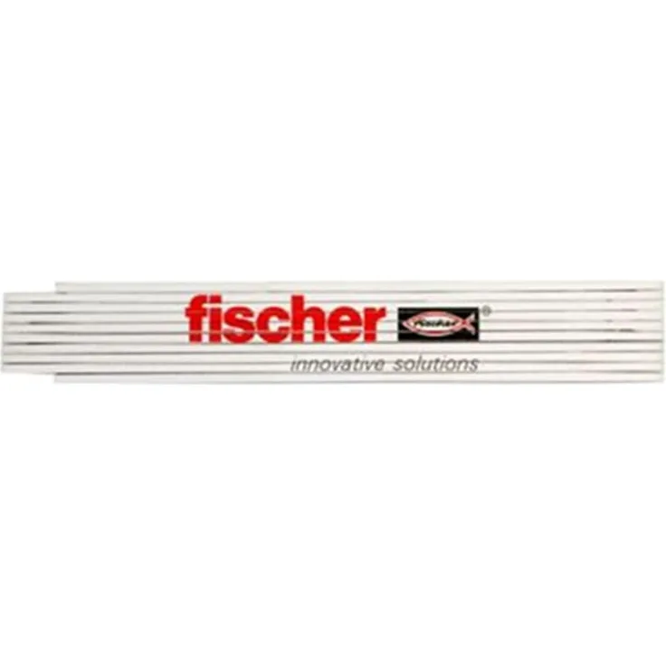 Fischer Holzgliedermaßstab 2m, 10 Glieder mit Winkelgradskala und 90-Grad-Einrastung, weiß