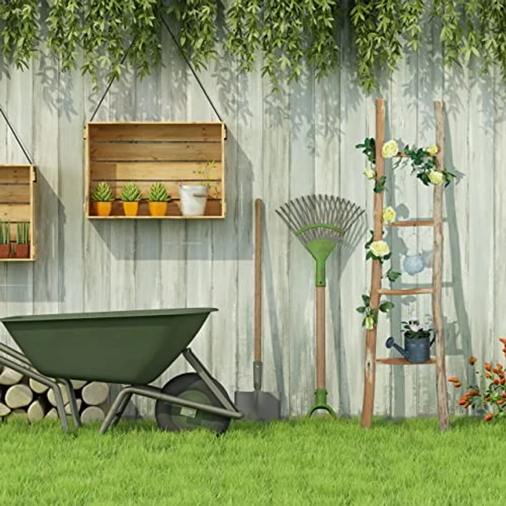 Relaxdays Dekoleiter, 150 cm hohe Holzleiter aus Kastanienholz, 4 Sprossen, handgefertigt, belastbar bis 70 kg, für Garten und Haushalt – Bild 2