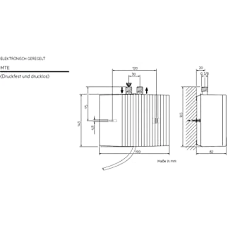AEG Klein-Durchlauferhitzer MTE 650, 6,5 kW, für Handwaschbecken, Festanschluss 230V, drucksfest + drucklos, VDE geprüft, Warmwasserleistung 3,7 l/min – Bild 5