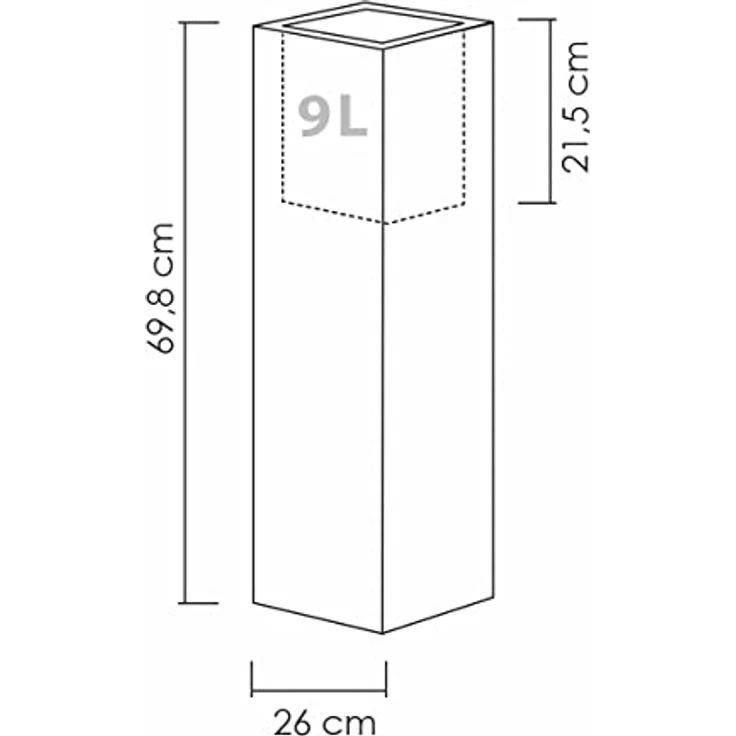Scheurich C-Cube High, Hochgefäß aus Kunststoff, Stony Black, 26 cm lang, 26 cm breit, 70 cm hoch, 9 l Vol. – Bild 4