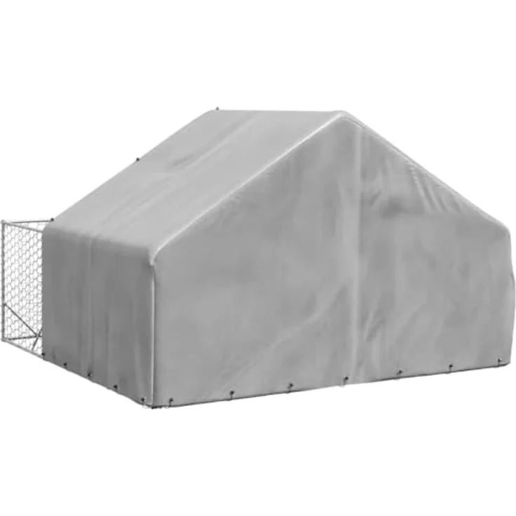 vidaXL Outdoor-Hundezwinger mit Auslauf 3x3x1,9 m Verzinkter Stahl, Überdachter Hundezwinger in Grau – Bild 5