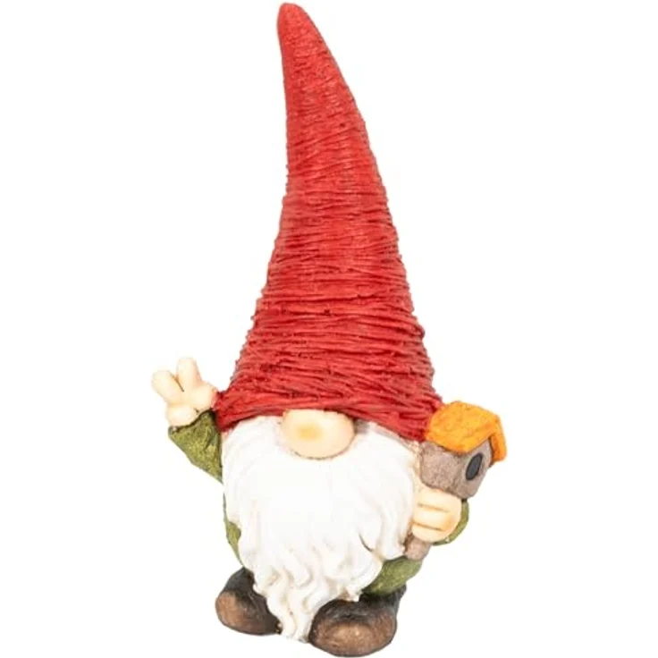 Lemodo Wichtel mit Vogelhaus | Weihnachtswichtel aus Magnesia | Wichtel Figur 42,5 cm hoch | Tomte mit roter Mütze | GNOME als schöne Weihnachtsdeko | Wichtel Deko für drinnen und draußen – Bild 1