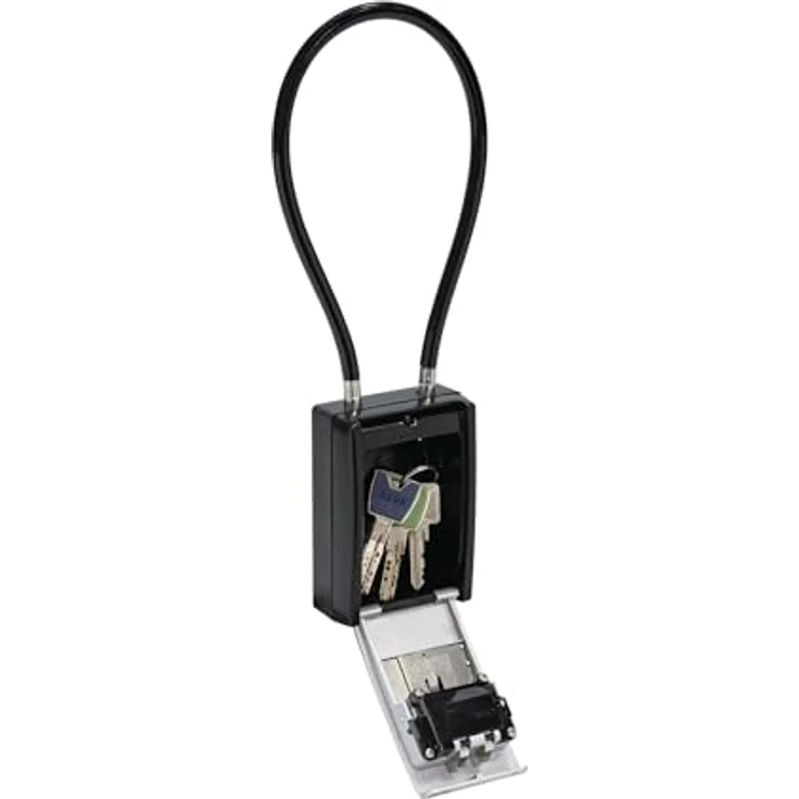 ABUS KeyGarage 797 FLEX, Schlüsselkasten mit 4-stelligem Zahlencode und flexiblem Stahlkabel zur sicheren Aufbewahrung für 20 Schlüssel oder 14 Plastikkarten – schwarz-silber – Bild 3