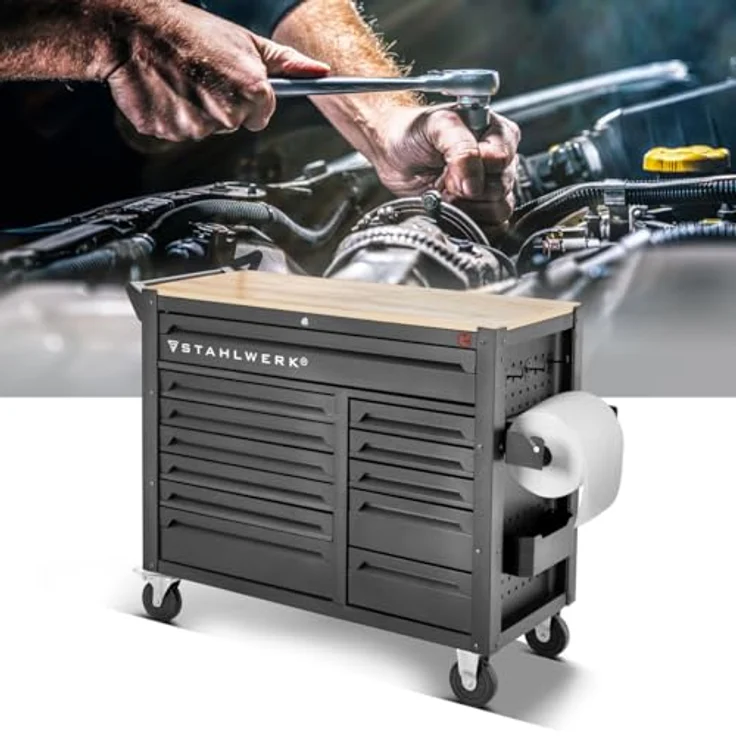 STAHLWERK Werkzeugwagen DINO, XXL Montagewagen mit 364 Werkzeugen aus CrV, inkl. T-Griff Schraubendreher, Schlüssel und Zangen – Bild 9