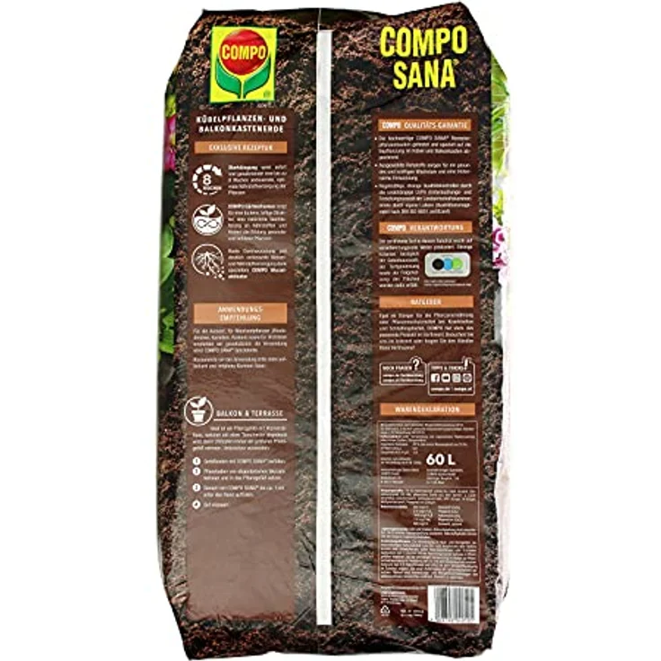 COMPO SANA® Kübelpflanzen- und Balkonkastenerde mit 8 Wochen Startdüngung 60L, Spezialerde für Kübelpflanzen & Balkonkästen – Bild 2