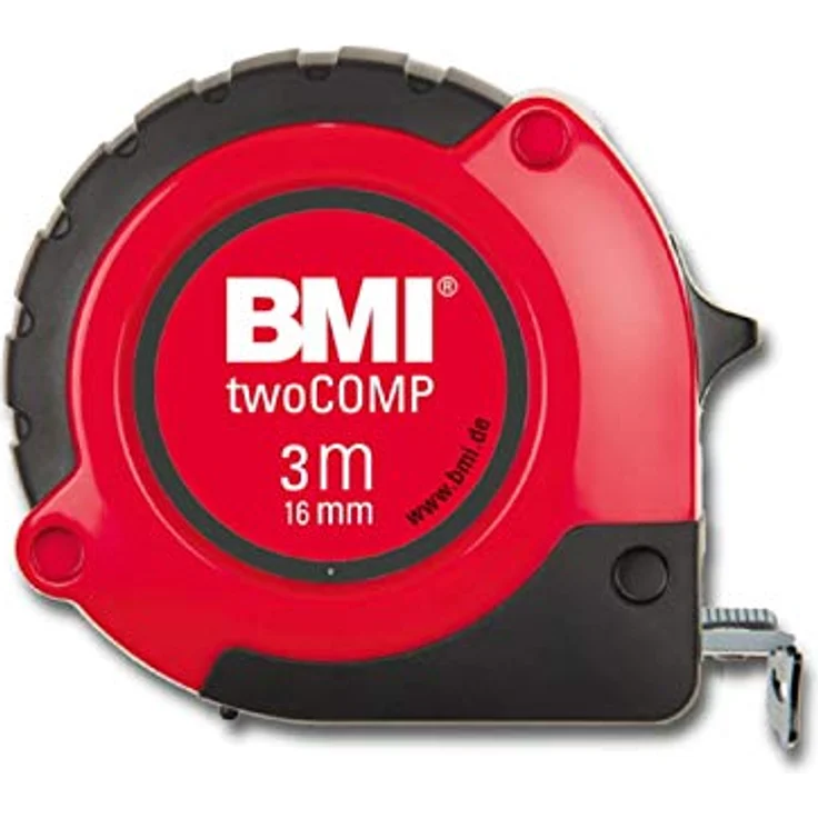 Rieffel BMI Taschenbandmaß Two Comp, 3 m x 16 mm, EG-Genauigkeitsklasse II, schwarz / rot – Bild 1