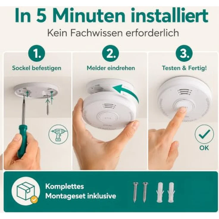 Alecto SD110, Stand-Alone-Rauchmelder mit fotoelektrischem Sensor, 85 dB Alarm, 1-Jahres-Batterie, weiß – Bild 5
