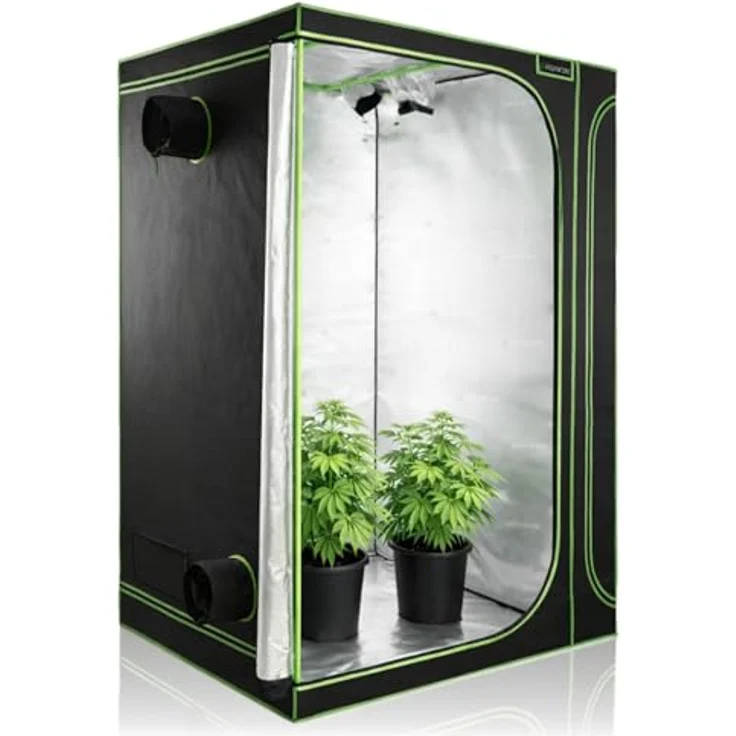 HIGHWERK Growzelt "MyHomeGrow" 160 x 120 x 205 cm, 2-Kammer Zuchtzelt, lichtundurchlässig mit hochreflektierender Innenbeschichtung, schwarz-grün – Bild 4