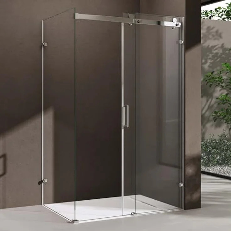 doporro Eckdusche Duschkabine 100x130x195cm, Schiebetür aus 8mm ESG-Sicherheitsglas mit Nanoversiegelung, antibakteriell und leicht zu reinigen – Bild 2