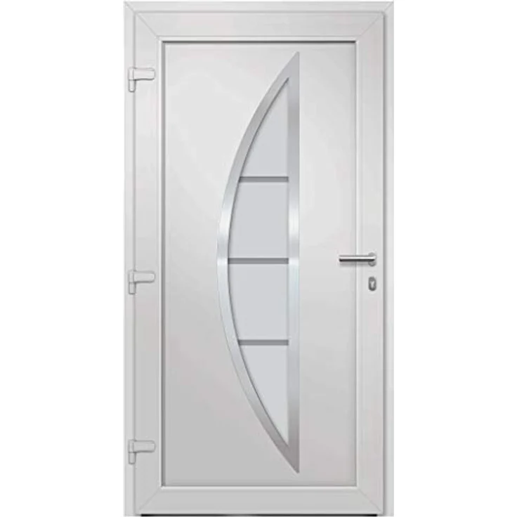 vidaXL Haustür mit Handgriff-Set, 108x200 cm, weiß, inkl. 3 Schlüssel und Montageset, mit isolierverglaster Füllung und 5-Pilzkopfverriegelung – Bild 3