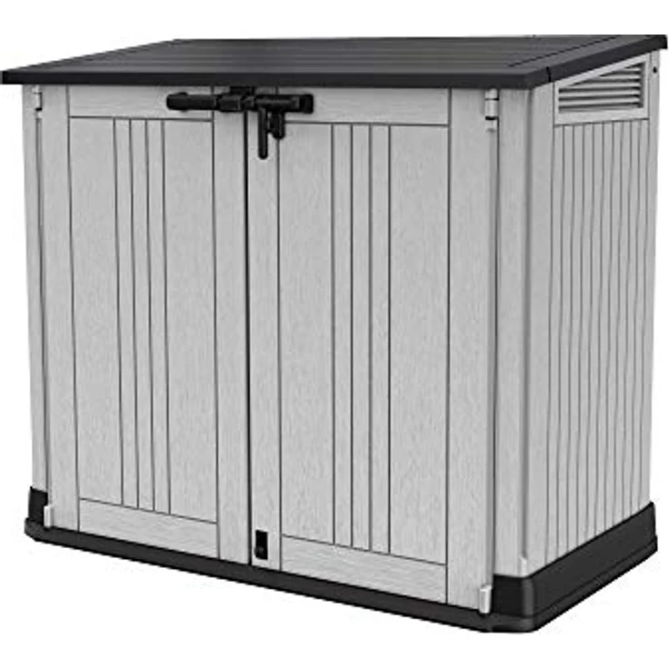 Keter Store it Out Nova Gartenschuppen, 880 l Fassungsvermögen, hellgrau mit dunkelgrauem Deckel, 132 x 71,5 x 113,5 cm – Bild 2