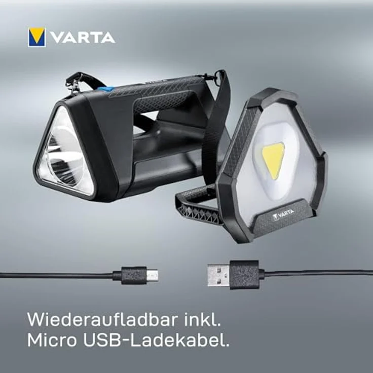 VARTA Work Flex Stadium Light, LED Taschenlampe mit 1450 Lumen, wiederaufladbar, IP54 spritzwassergeschützt, 2m Falltest – Bild 8