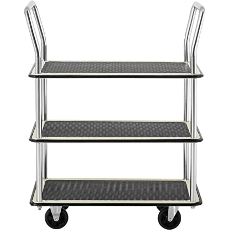 MSW Etagenwagen MSW-PW-150, Transportwagen mit 150 kg Tragkraft, 3 Ebenen 72 x 43 cm, mobil und robust – Bild 5