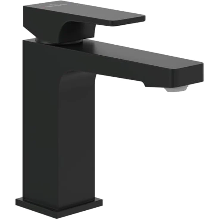 Villeroy & Boch Architectura Square Waschtischarmatur, Wasserhahn Bad mit Zugstange und Keramikkartusche, Waschbeckenarmatur wassersparend, Auslauf Höhe 113mm, eckig, Matt Black – Bild 1