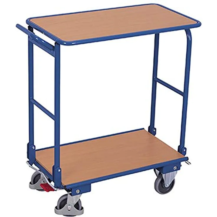 VARIOFIT Klappbügelwagen 720x450mm, Werkstattwagen mit 2 Etagen, enzianblau, Belastbarkeit bis 150 kg