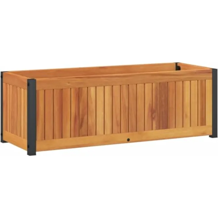 vidaXL Pflanzkübel 80x30x27,5 cm Massivholz Akazie und Stahl, stabil, wetterbeständig, dekorativ