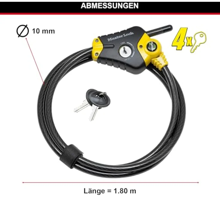 Master Lock verstellbares Python Verschlusskabel 10mm 8420EURD – Bild 6