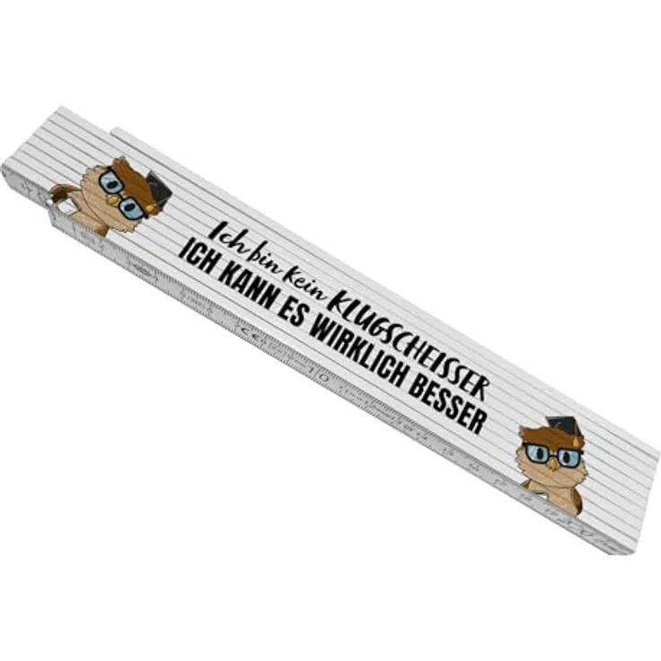 speecheese Besserwisser-Eule Meterstab aus Holz, Maßband mit Spruch "Kein Klugscheißer", 24x3,5 cm, handwerkliches Design für echte Kerle – Bild 1