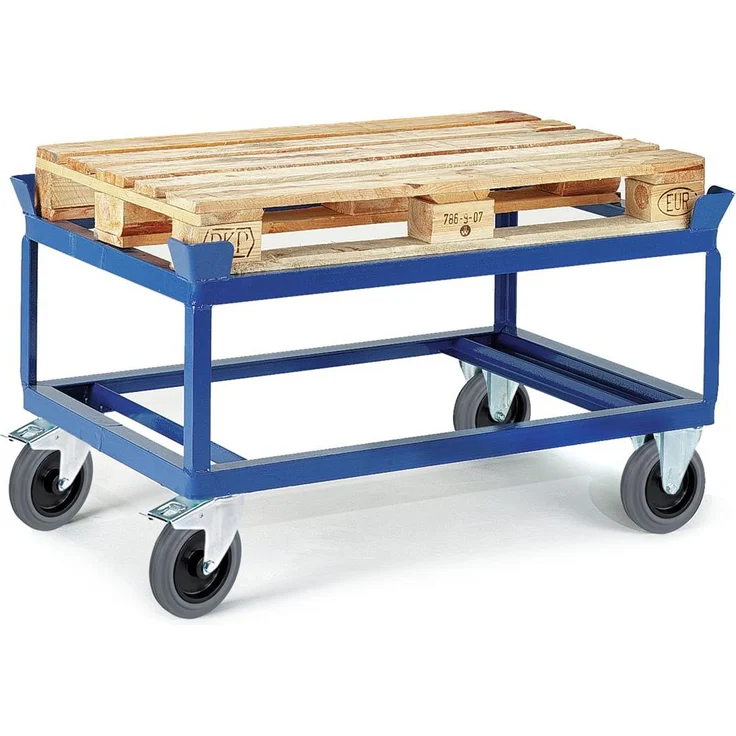 Rollcart Palettenwagen 10-4032, transportabel, 1200 kg Tragkraft, pulverbeschichtet in Enzianblau, mit Vollgummirädern, Made in Germany