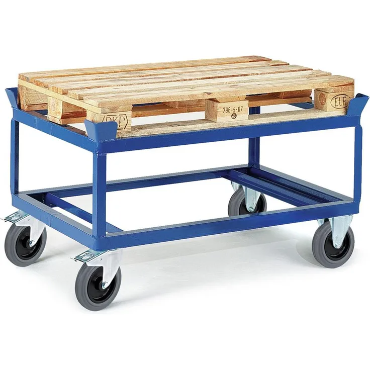 Rollcart Palettenwagen 10-4032, transportabel, 1200 kg Tragkraft, pulverbeschichtet in Enzianblau, mit Vollgummirädern, Made in Germany