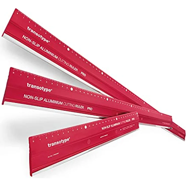 Schneide-Lineal PRO 30 cm lang, aus Aluminium im knalligen Rot, rutschfest, robust, mit Stahl-Schneidekante und extra breitem 50 mm Aluminium-Profil – Bild 3