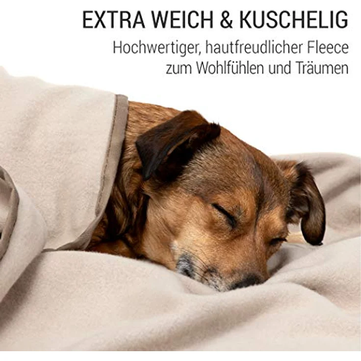 Doctor Bark | kuschelige Hundedecke waschbar bis 95°C, hygienische, weiche Fleecedecke für Sofa und Hundebett, Flauschige Haustierdecke - Made in Germany (XL - 140x100 cm/Beige) – Bild 3