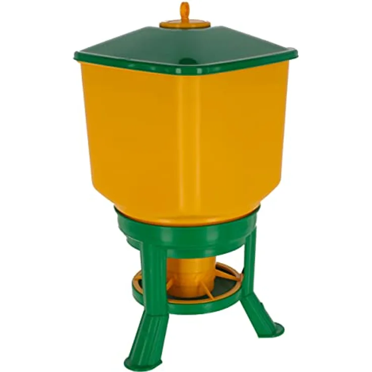 Kerbl Futterautomat mit Standfüssen, 30 l Volumen aus bruchfestem Kunststoff, werkzeuglose Montage, einfache Reinigung