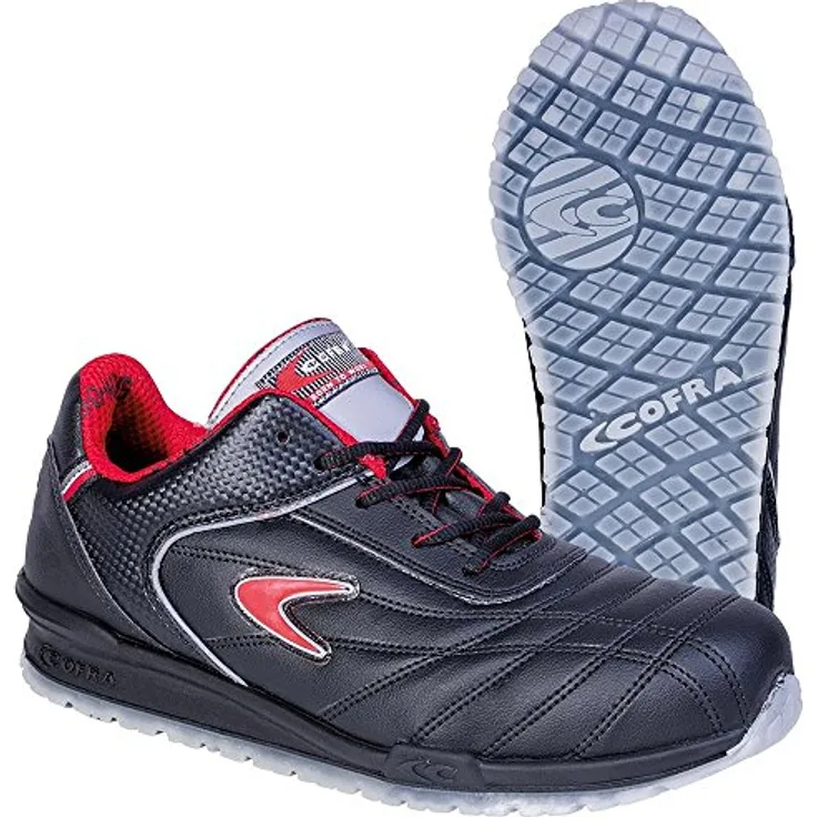 Cofra 78430-000.W43 MEAZZA S1 P SRC Sicherheitsschuhe, Schwarz/Rot, Größe 43