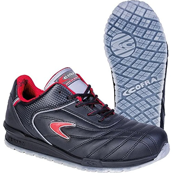 Cofra 78430-000.W43 MEAZZA S1 P SRC Sicherheitsschuhe, Schwarz/Rot, Größe 43 – Bild 1
