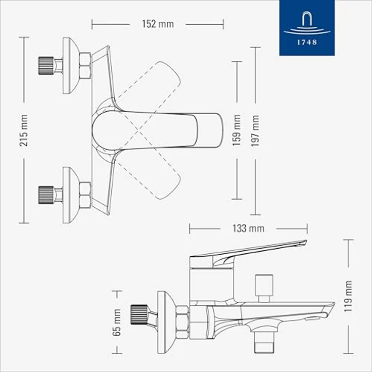 Villeroy & Boch Oasis Wannenarmatur, Aufputz Wasserhahn mit Rückflussschutz, Umstellfunktion und SmartPressure-Technologie – Bild 6